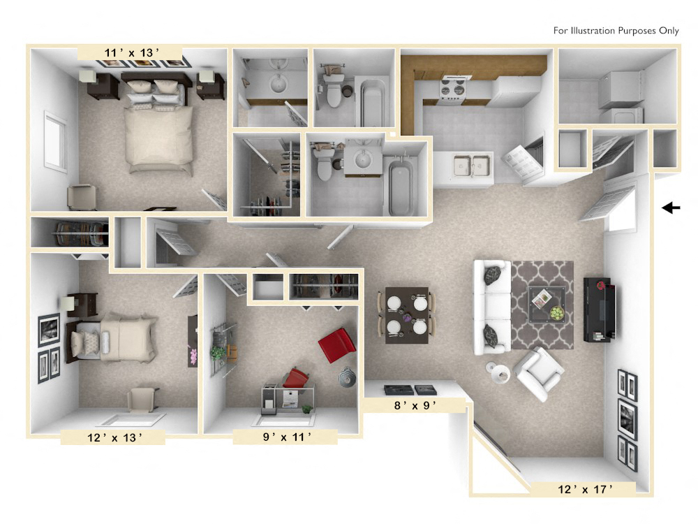 The Retreat - 3 BR 2 BA Floor Plan at Pheasant Run, Lafayette